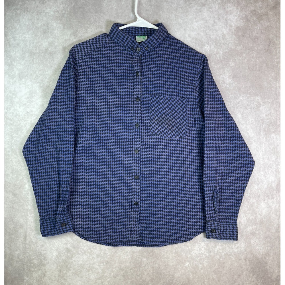 VINTAGE Wrangler Shirt Womens Small Purple Button Up Long Sleeve Made in USA 80s